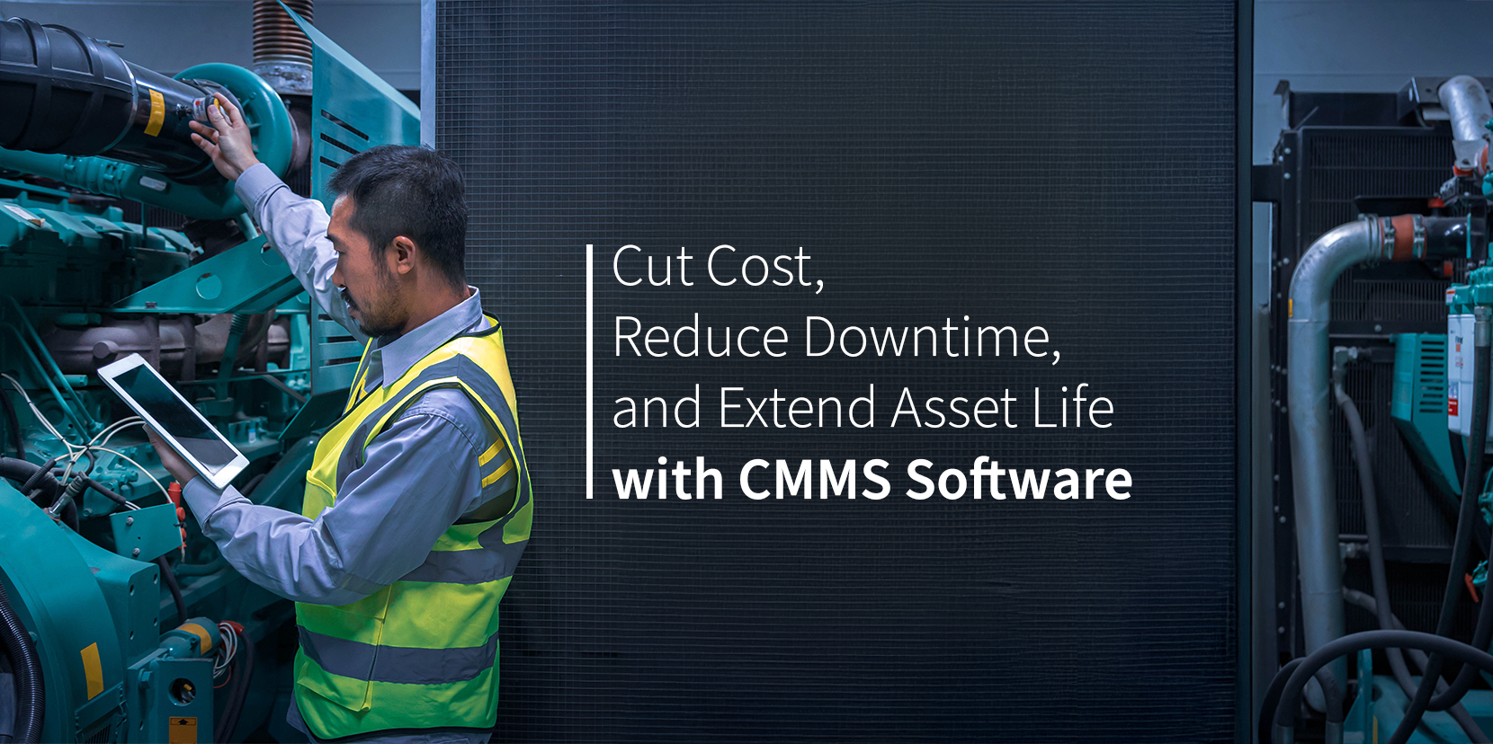 Maintenance staff repairing equipment with the help of preventive maintenance management software