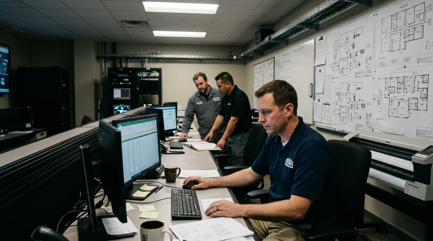 Vendor SLA performance monitoring in a CAFM dashboard for corporate facilities