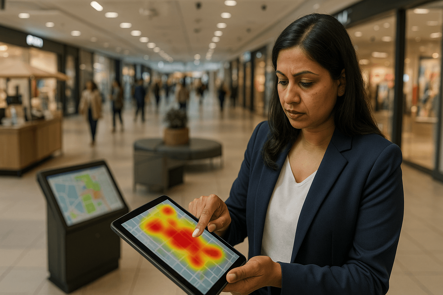 Dashboard showing space management software heatmaps on office floorplans with utilization metrics for CAFM facilities teams